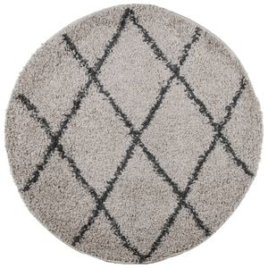 vidaXL Tapis shaggy &agrave; poils longs moderne beige et anthracite &Oslash; 120 cm
