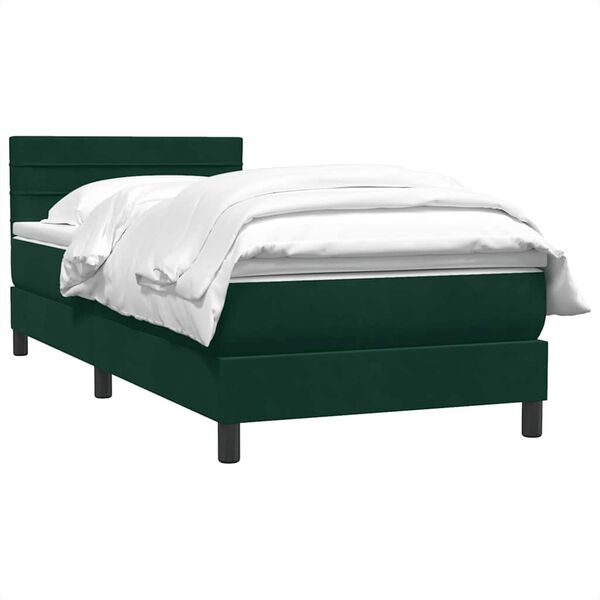 vidaXL Sommier &agrave; lattes de lit et matelas vert fonc&eacute; 100x220cm velours