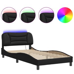 vidaXL Cadre de lit avec LED sans matelas Hvar noir 100x200 cm