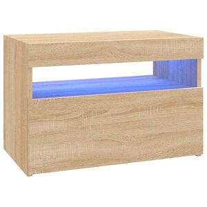 vidaXL Meuble TV avec lumi&egrave;res LED ch&ecirc;ne sonoma 60x35x40 cm