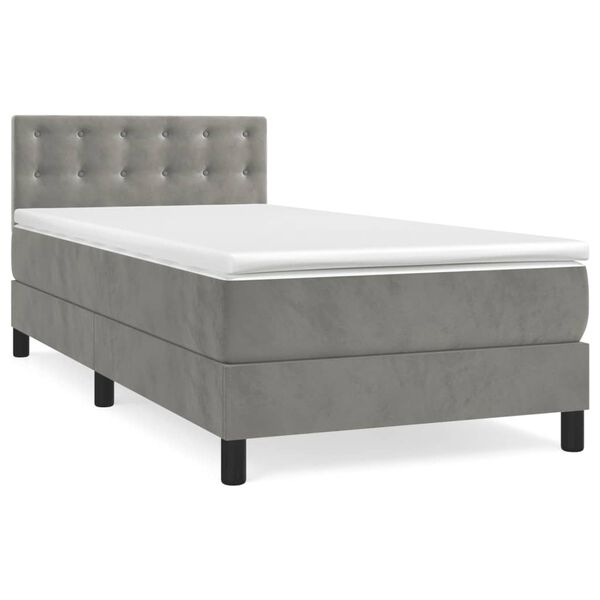 vidaXL Sommier &agrave; lattes de lit et matelas Gris clair 100x200cm Velours