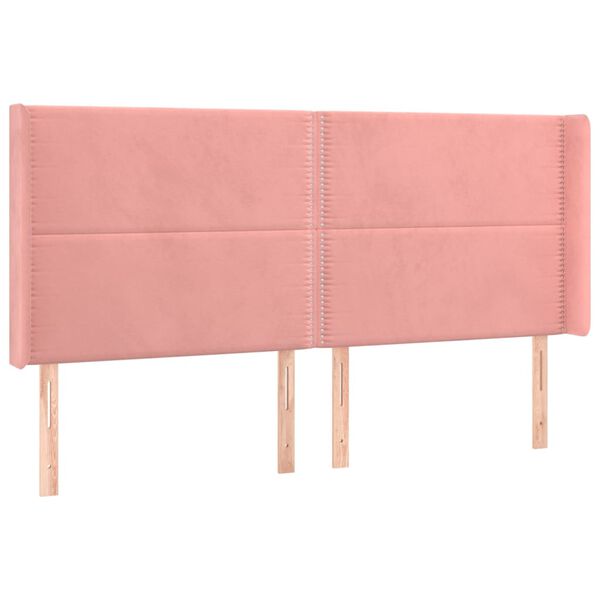 vidaXL T&ecirc;te de lit avec oreilles Rose 203x16x118/128 cm Velours