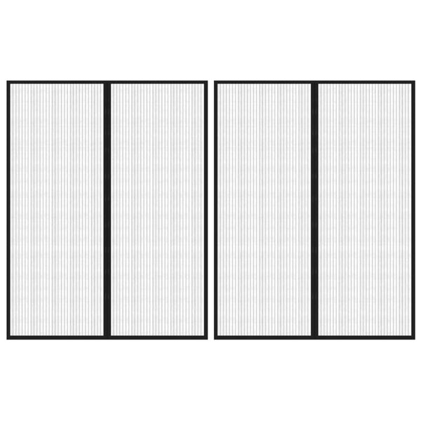 vidaXL Rideaux de porte anti-insectes 2 pcs et aimants noir 230x160 cm