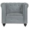 vidaXL Fauteuil Chesterfield Gris Cuir v&eacute;ritable