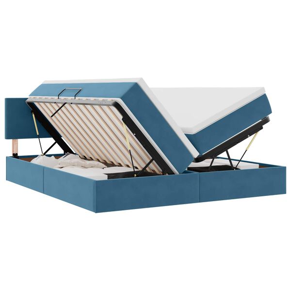 vidaXL Lit de Rangement avec matelas Bleu fonc&eacute; 90 x 200 cm
