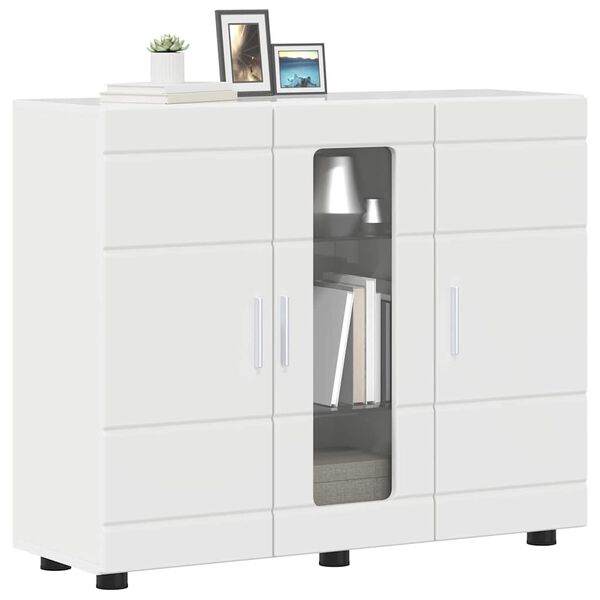 vidaXL Cabinet en Bois Blanc brillant 88,5 x 30,5 x 73 cm