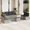 vidaXL Salon de jardin 8 pcs avec coussins gris clair r&eacute;sine tress&eacute;e