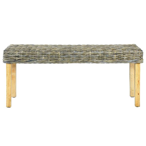 vidaXL Banc 110 cm Rotin naturel kubu et bois d'acajou massif