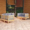 vidaXL Salon de jardin 6 pcs avec coussins gris Bois de pin massif