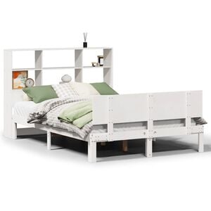 vidaXL Lit biblioth&egrave;que sans matelas blanc 160x200 cm bois pin massif