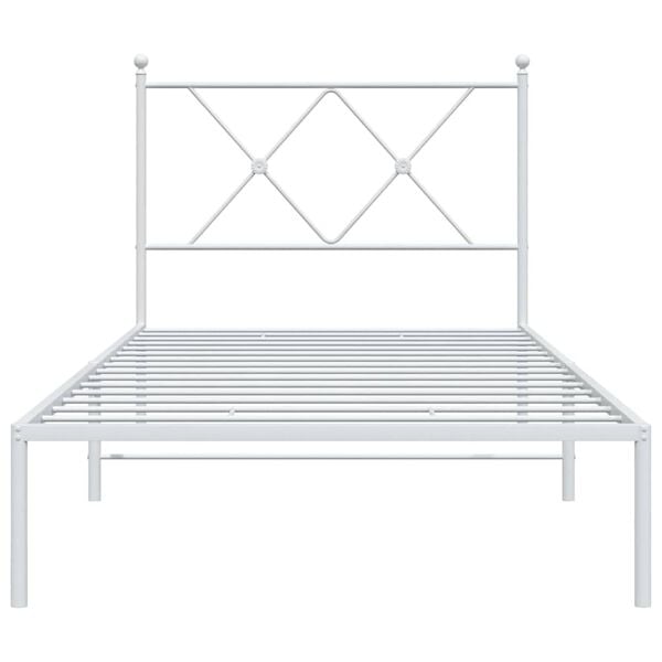 vidaXL Cadre de lit m&eacute;tal sans matelas avec t&ecirc;te de lit blanc 90x190cm
