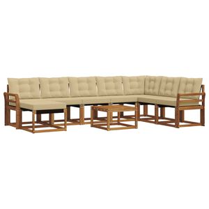 vidaXL Ensemble de canap&eacute;s d'ext&eacute;rieur 9 pc Naturel et Beige