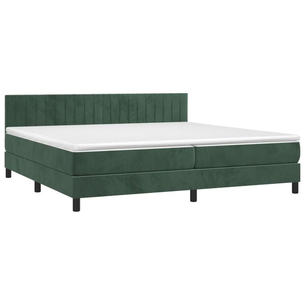 vidaXL Sommier &agrave; lattes de lit et matelas Vert fonc&eacute; 200x200cm Velours