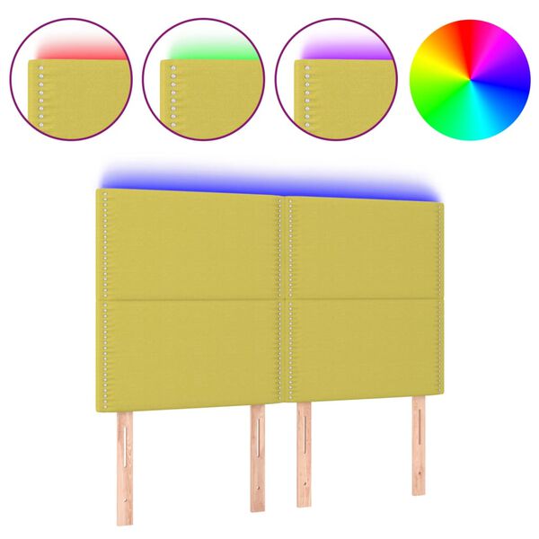 vidaXL T&ecirc;te de lit &agrave; LED Vert 144x5x118/128 cm Tissu