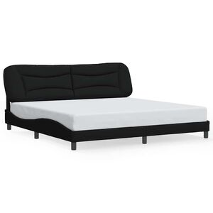 vidaXL Cadre de lit sans matelas Hvar noir 200x200 cm tissu