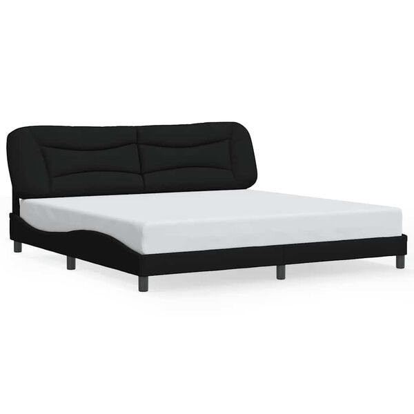 vidaXL Cadre de lit sans matelas Hvar noir 200x200 cm tissu