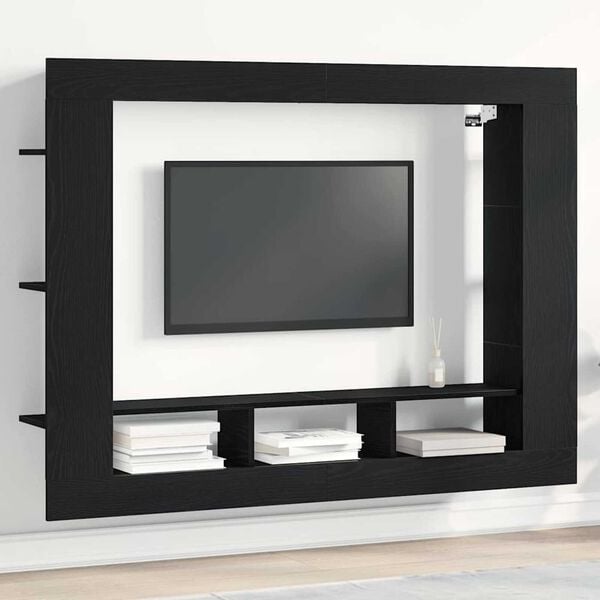 vidaXL Meuble TV Chêne noir 152 x 22 x 113 cm Bois d'ingénierie