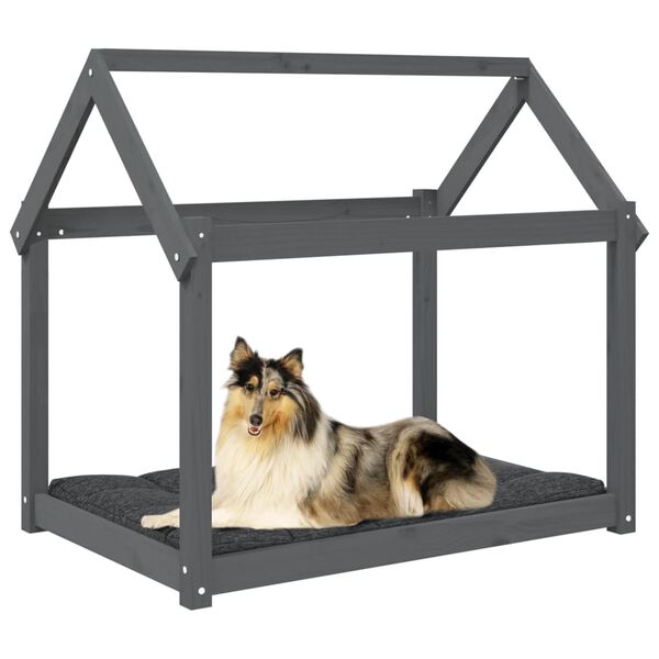 vidaXL Lit pour chien Gris 101x70x90 cm Bois de pin solide