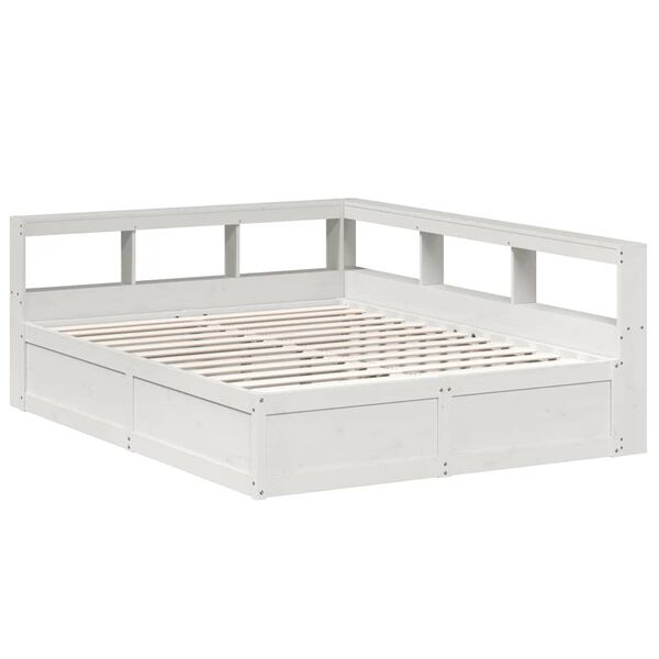 vidaXL Lit biblioth&egrave;que sans matelas blanc 160x200 cm bois pin massif