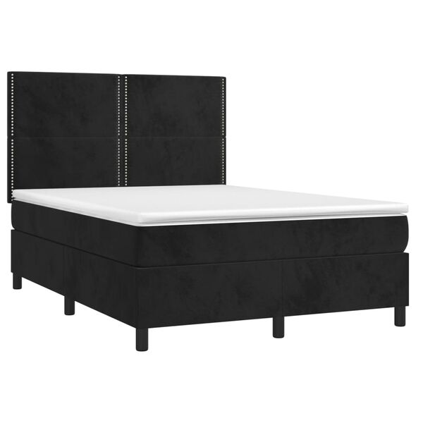 vidaXL Sommier &agrave; lattes de lit avec matelas Noir 140x190 cm Velours