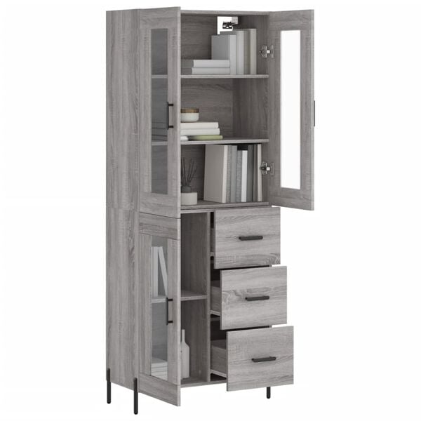 vidaXL Buffet haut Sonoma gris 69,5x34x180 cm Bois d'ing&eacute;nierie