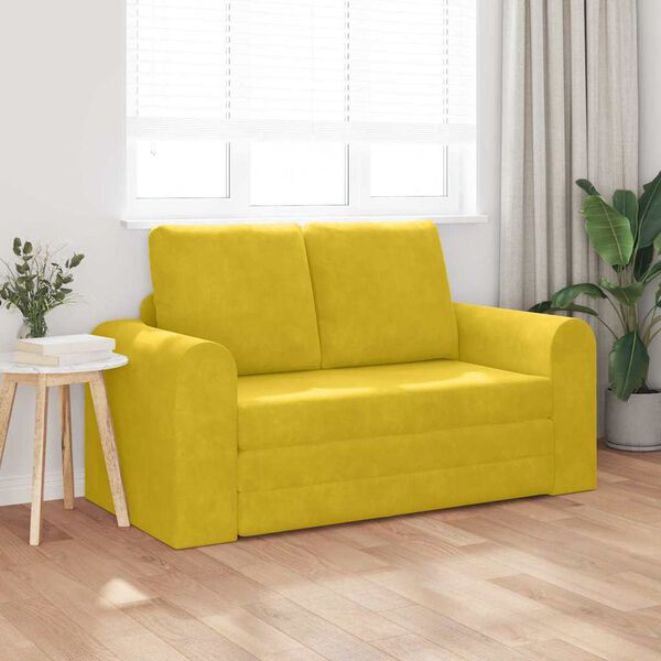 vidaXL Canap&eacute;-Lit Jaune 148 x 71 x 83 cm Velours