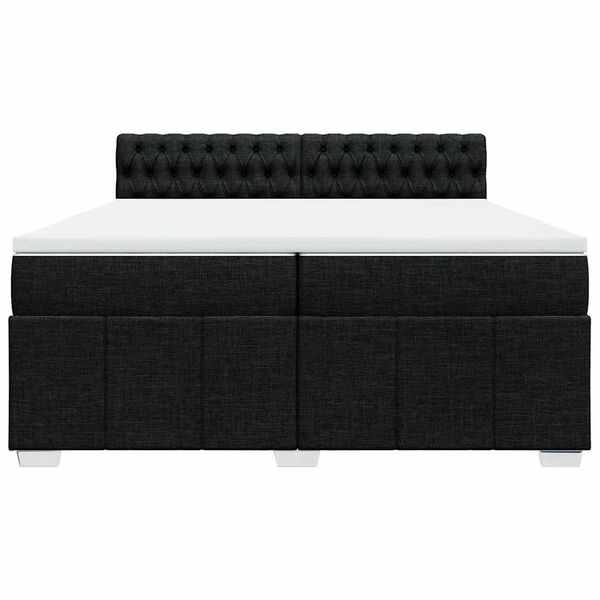 vidaXL Sommier &agrave; lattes de lit avec matelas Noir 200x200 cm Tissu