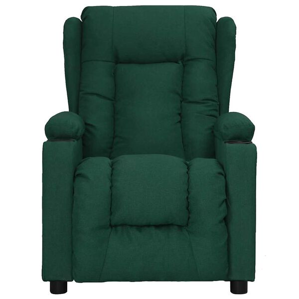 vidaXL Fauteuil de massage Vert fonc&eacute; Tissu