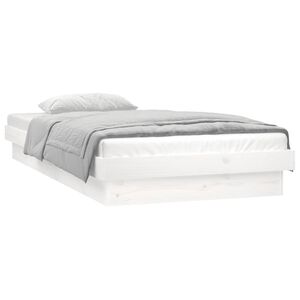 vidaXL Cadre de lit &agrave; LED sans matelas blanc 90x200 cm bois massif