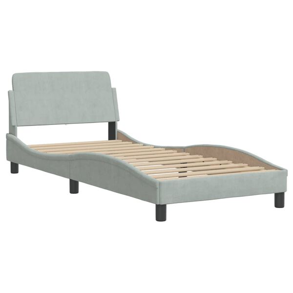 vidaXL Lit avec matelas gris clair 90x190 cm velours