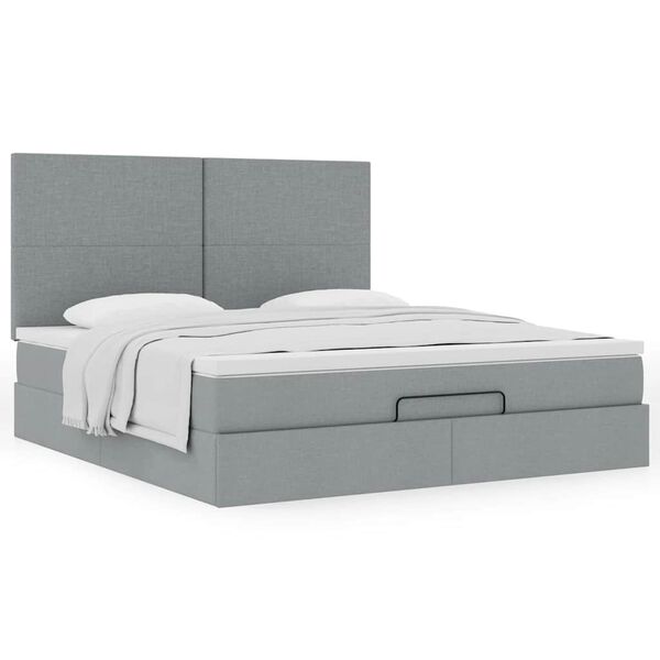 VidaXL Cadre de lit ottoman et matelas gris clair 160x200cm tissu