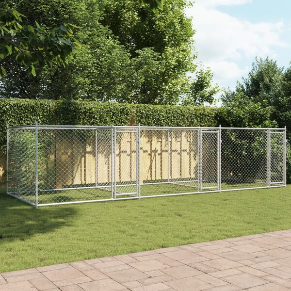 vidaXL Cage pour chien avec portes gris 6x2x1,5 m acier galvanis&eacute;