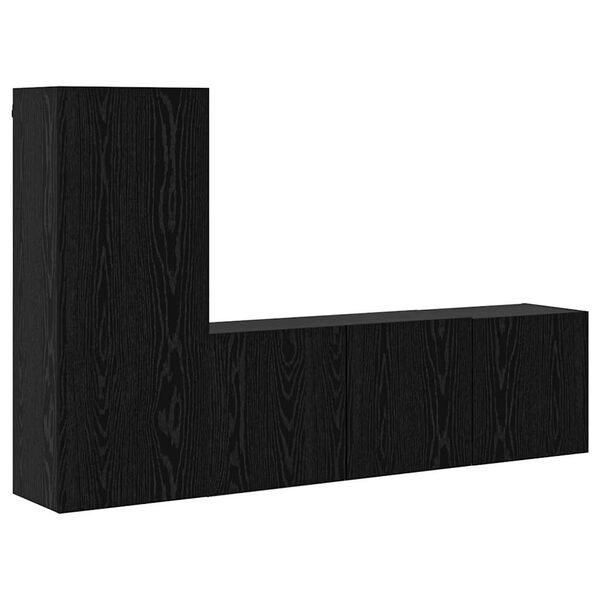 vidaXL Unit&eacute; murale de TV 5 pcs Ch&ecirc;ne noir Bois d'ing&eacute;nierie