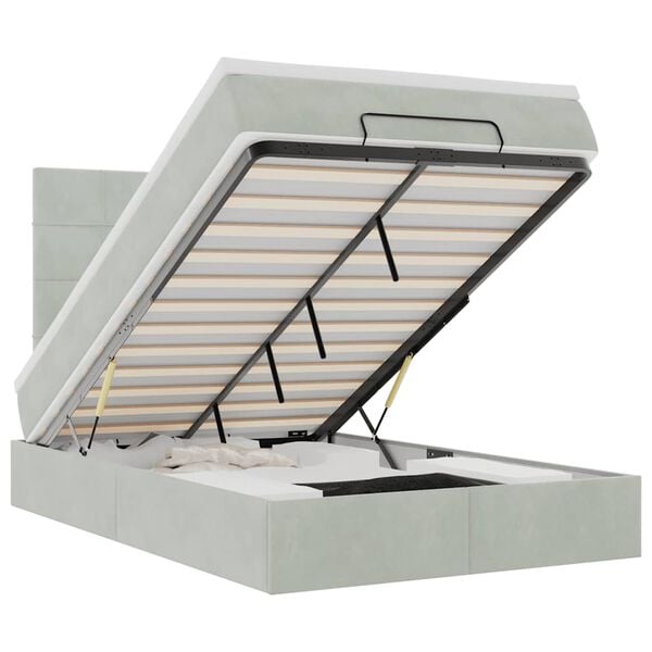 vidaXL Cadre de lit ottoman et matelas gris clair 120x200 cm velours