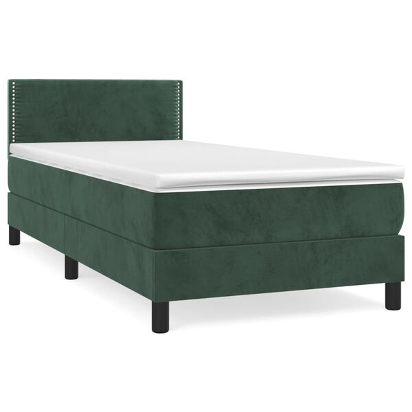 vidaXL Sommier &agrave; lattes de lit et matelas Vert fonc&eacute; 80x200 cm Velours