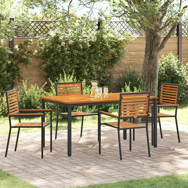 vidaXL Ensemble de salle &agrave; manger pour jardin 5 pcs Noir et Marron