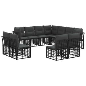vidaXL Ensemble de canap&eacute;s d'ext&eacute;rieur Noir Polyester
