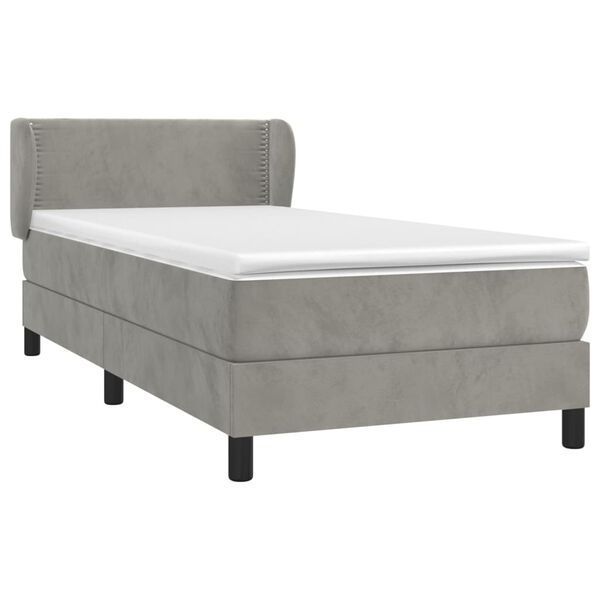 vidaXL Sommier &agrave; lattes de lit et matelas Gris clair 90x190 cm Velours