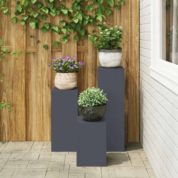 vidaXL Support de Plante 3 pcs Anthracite Acier