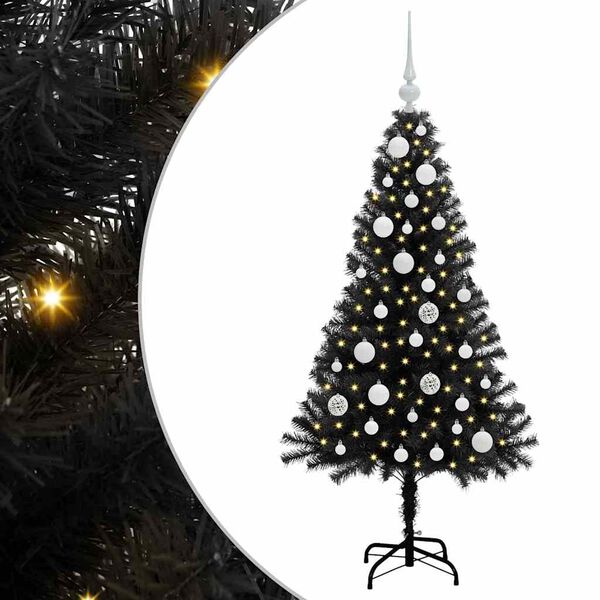 vidaXL Sapin de No&euml;l avec 150 LED avec support Noir 120 cm PVC