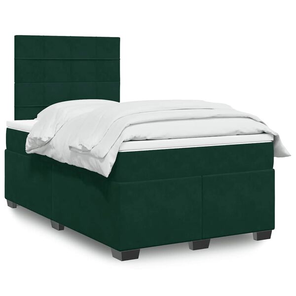 vidaXL Sommier &agrave; lattes de lit et matelas Vert fonc&eacute; 120x200cm Velours
