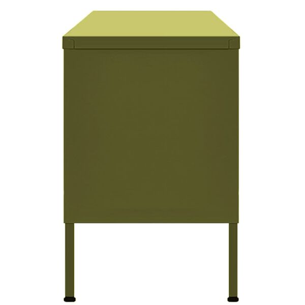 vidaXL Meuble TV Vert olive 105x35x50 cm Acier