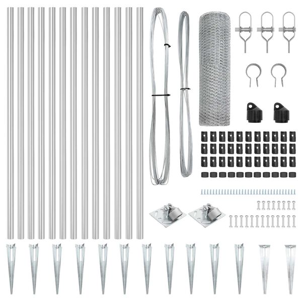 vidaXL Poteau de clôture. Argenté 25 x 0,8 m (treillis de 25 mm) Acier