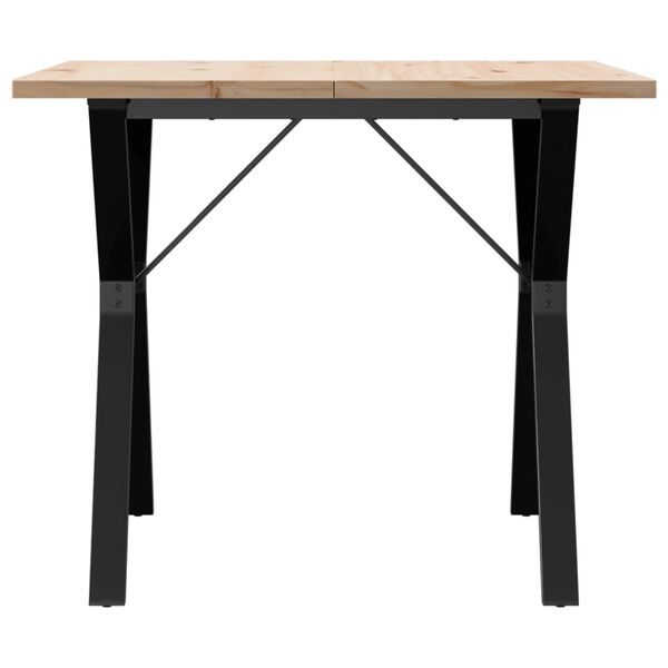 vidaXL Table &agrave; manger cadre en Y 90x90x75,5cm bois de pin massif acier