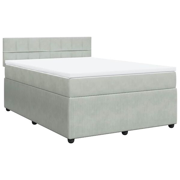 vidaXL Sommier &agrave; lattes de lit et matelas Gris clair 140x190cm Velours