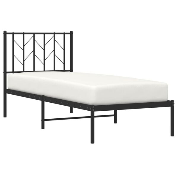 vidaXL Cadre de lit m&eacute;tal sans matelas avec t&ecirc;te de lit noir 75x190 cm