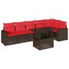 vidaXL Ensemble de canap&eacute; de jardin 7 pcs avec coussins marron r&eacute;sine tress&eacute;e