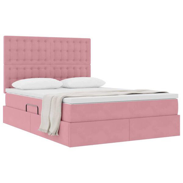 vidaXL Lit avec rangement et matelas Rose 140 x 200 cm Velours