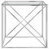 vidaXL Table basse Argenté 55x55x55 cm Acier inoxydable et verre
