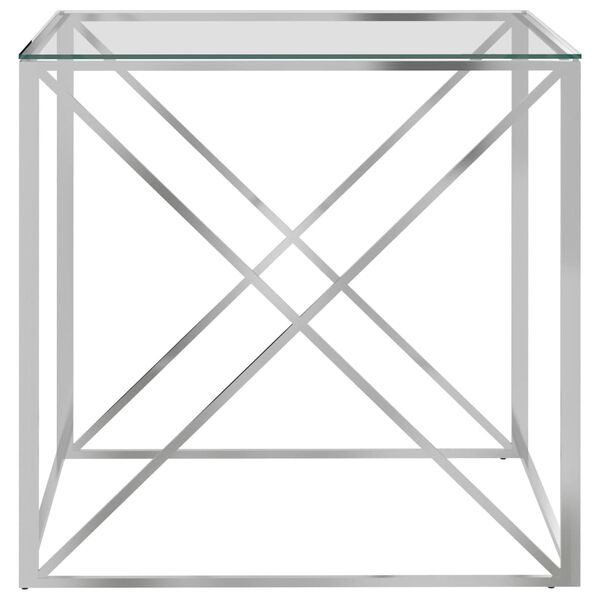 vidaXL Table basse Argenté 55x55x55 cm Acier inoxydable et verre